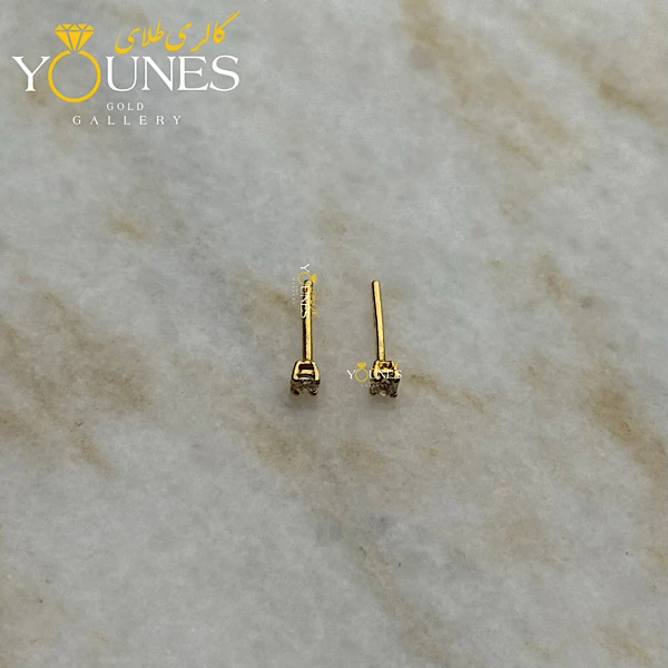 گوشواره طلا میخی نگینی دایره ای